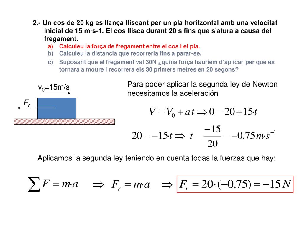 Aplicamos la segunda ley teniendo en cuenta todas la fuerzas que hay: