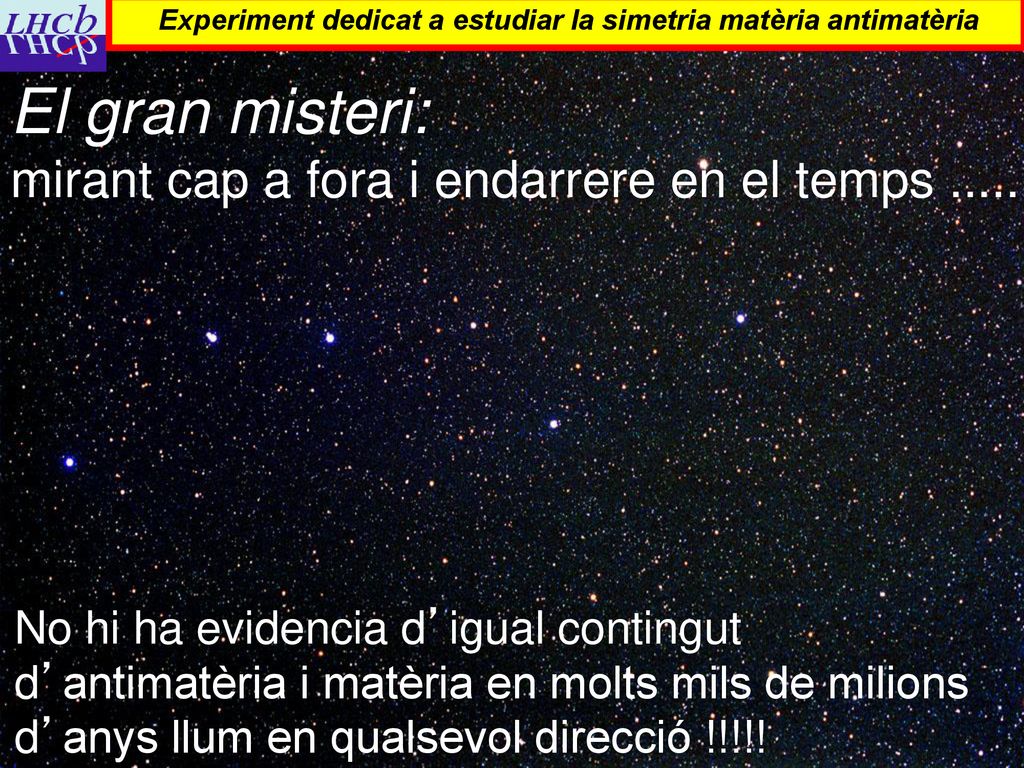 El gran misteri: mirant cap a fora i endarrere en el temps .....