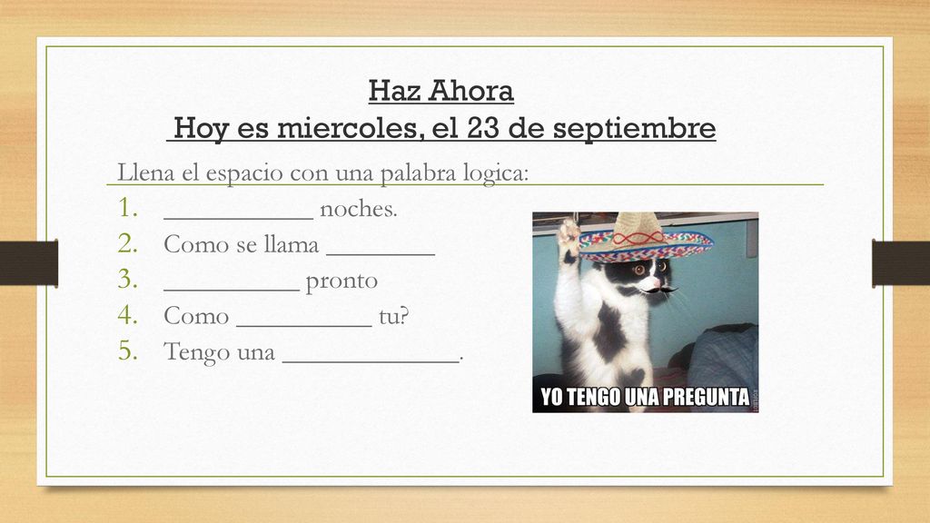 Haz Ahora Hoy es miercoles, el 23 de septiembre