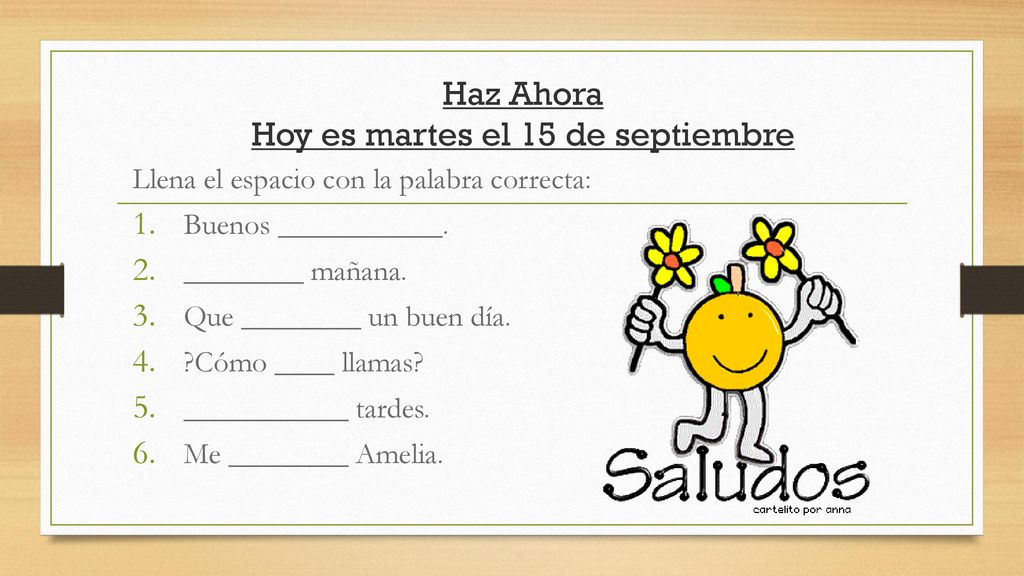 Haz Ahora Hoy es martes el 15 de septiembre