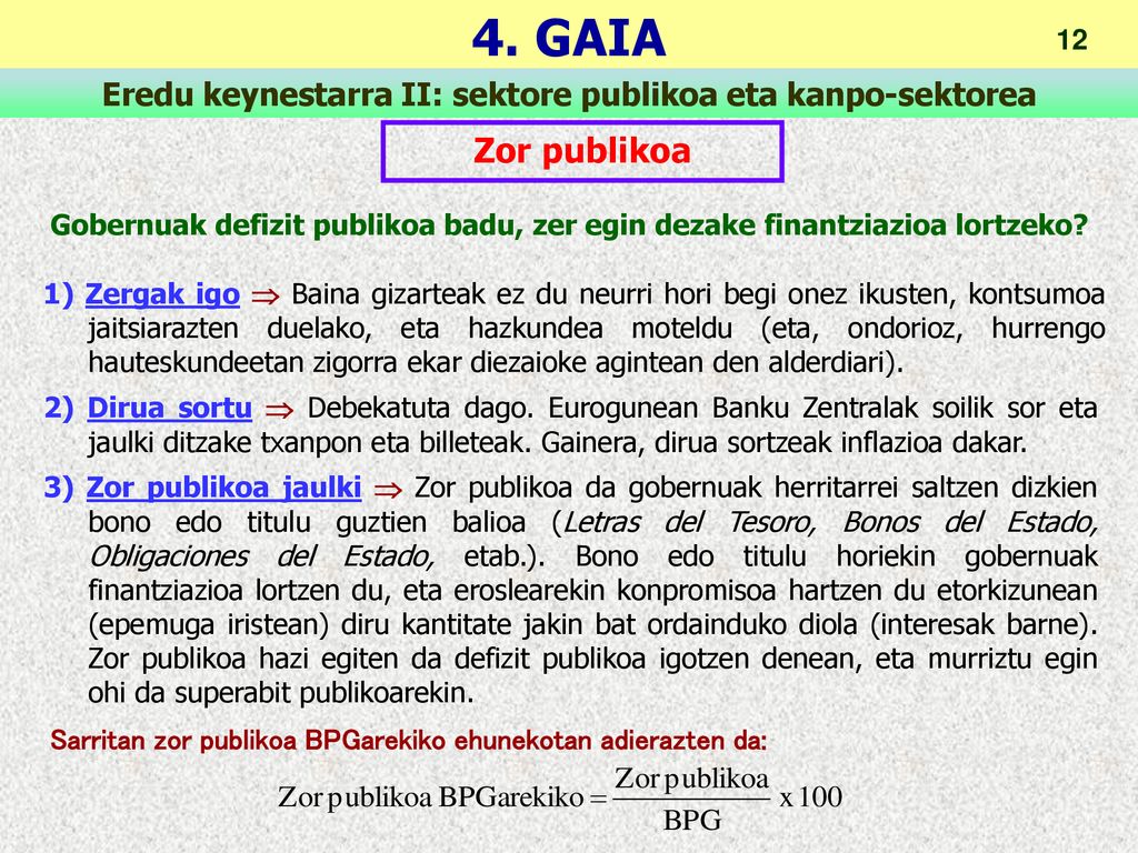 Zor publikoa Gobernuak defizit publikoa badu, zer egin dezake finantziazioa lortzeko