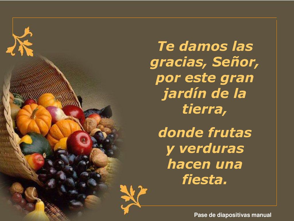 Te damos las gracias, Señor, por este gran jardín de la tierra,