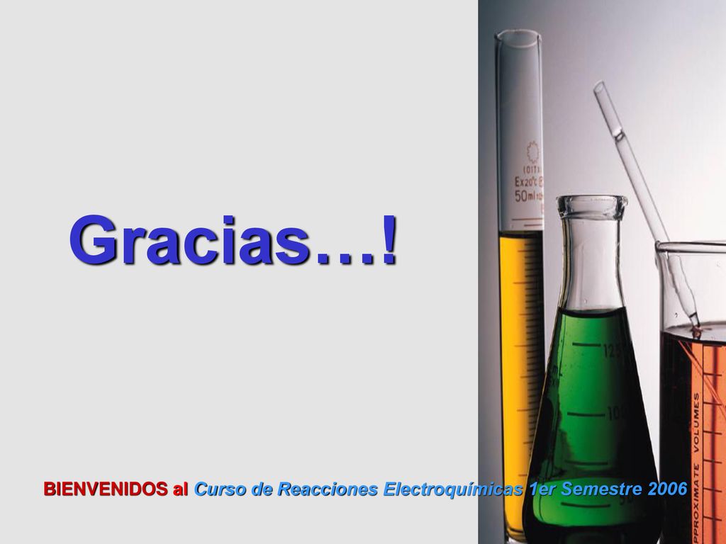 Gracias…! BIENVENIDOS al Curso de Reacciones Electroquímicas 1er Semestre 2006