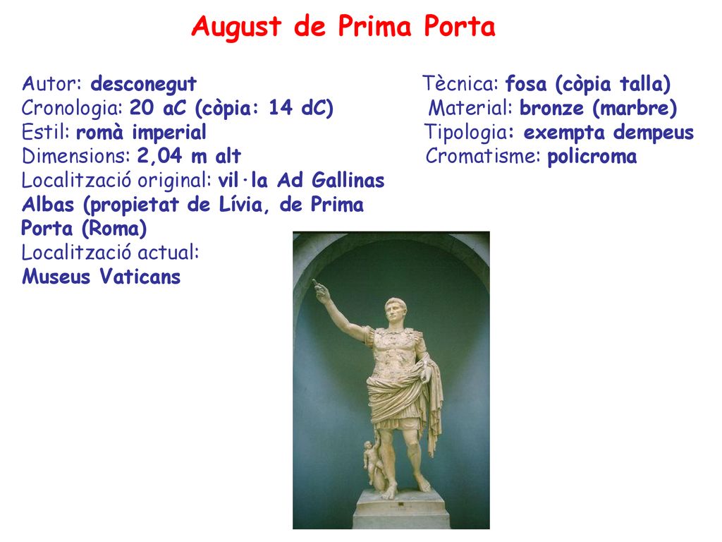 August de Prima Porta Autor: desconegut Tècnica: fosa (còpia talla)