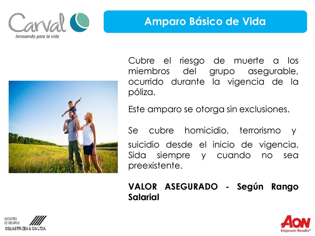 Amparo Básico de Vida Cubre el riesgo del de muerte a los