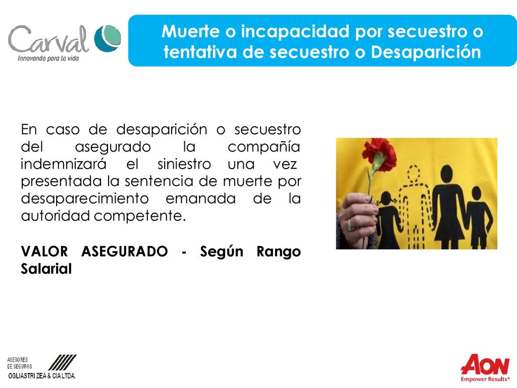 Muerte o incapacidad por secuestro o tentativa de secuestro o Desaparición