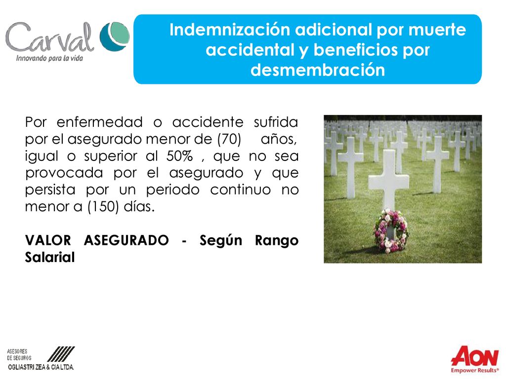 Indemnización adicional por muerte accidental y beneficios por