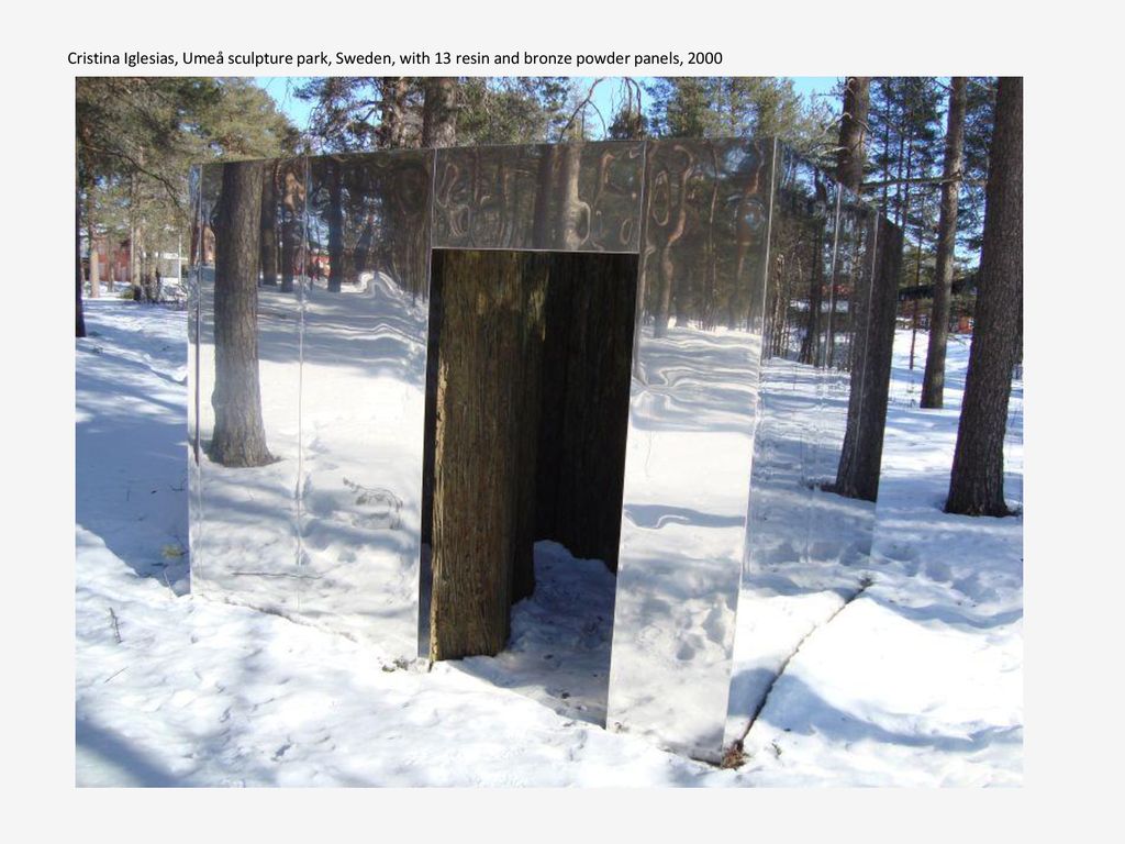 Cristina Iglesias, Umeå sculpture park, Sweden, with 13 resin and bronze powder panels, 2000