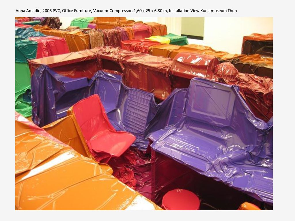 Anna Amadio, 2006 PVC, Office Furniture, Vacuum-Compressor, 1,60 x 25 x 6,80 m, Installation View Kunstmuseum Thun