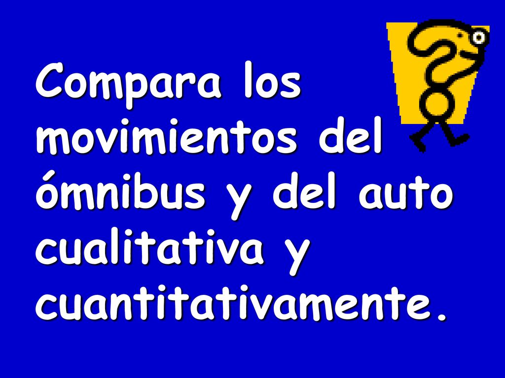Compara los movimientos del ómnibus y del auto cualitativa y cuantitativamente.