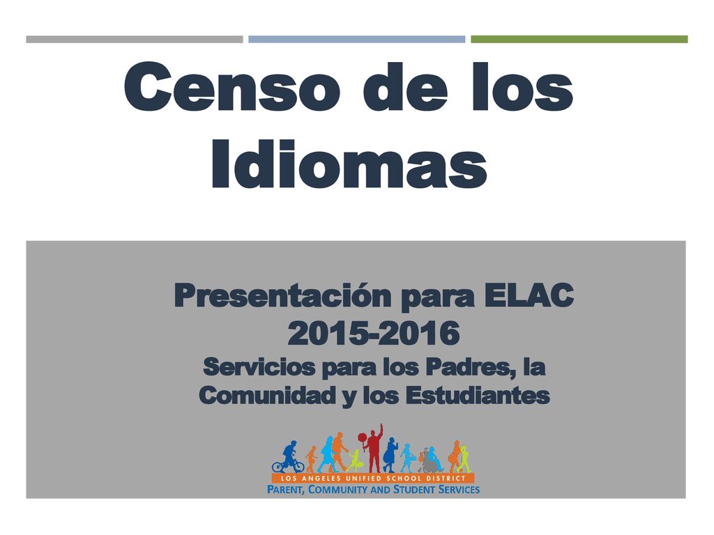 Censo de los Idiomas Presentación para ELAC Servicios para los Padres, la Comunidad y los Estudiantes.