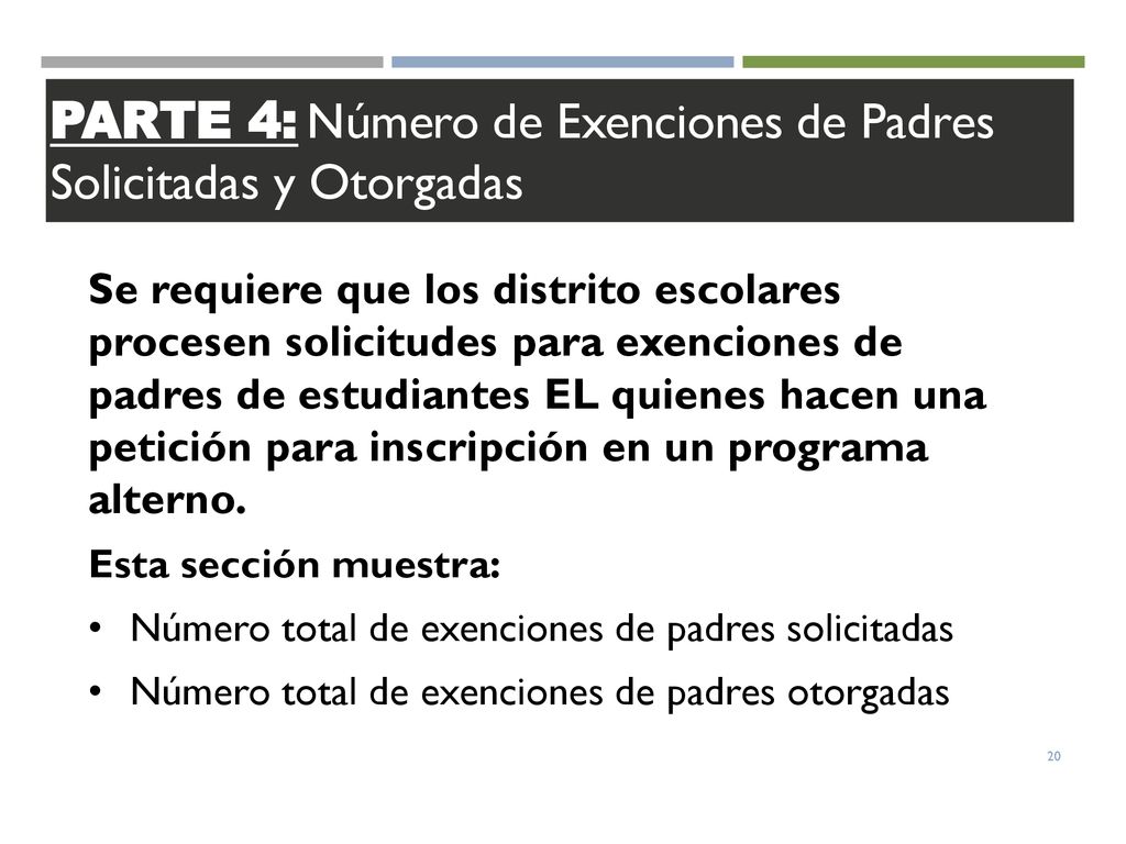 PARTE 4: Número de Exenciones de Padres Solicitadas y Otorgadas