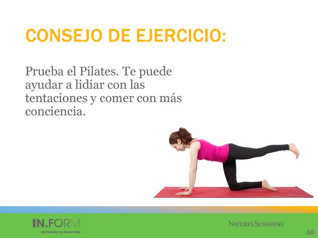 CONSEJO DE EJERCICIO: Prueba el Pilates. Te puede ayudar a lidiar con las tentaciones y comer con más conciencia.