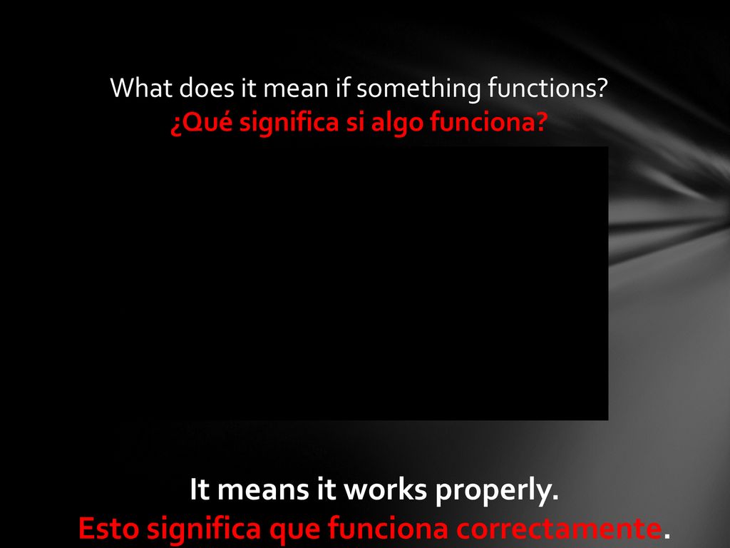 It means it works properly. Esto significa que funciona correctamente.