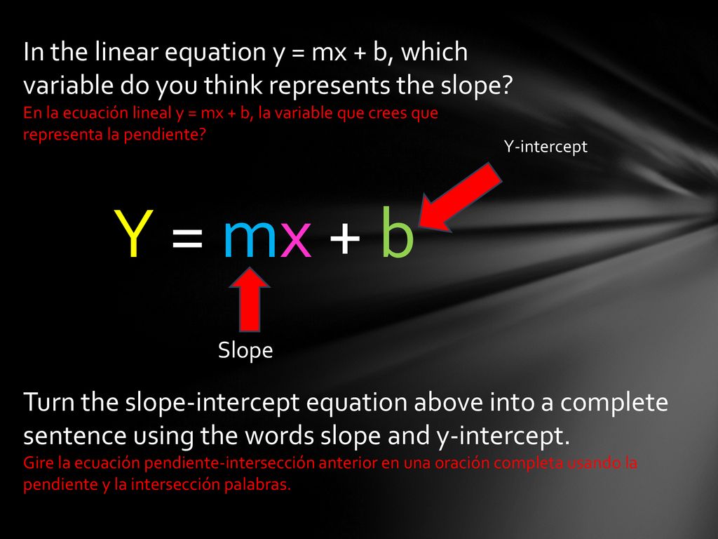 In the linear equation y = mx + b, which variable do you think represents the slope