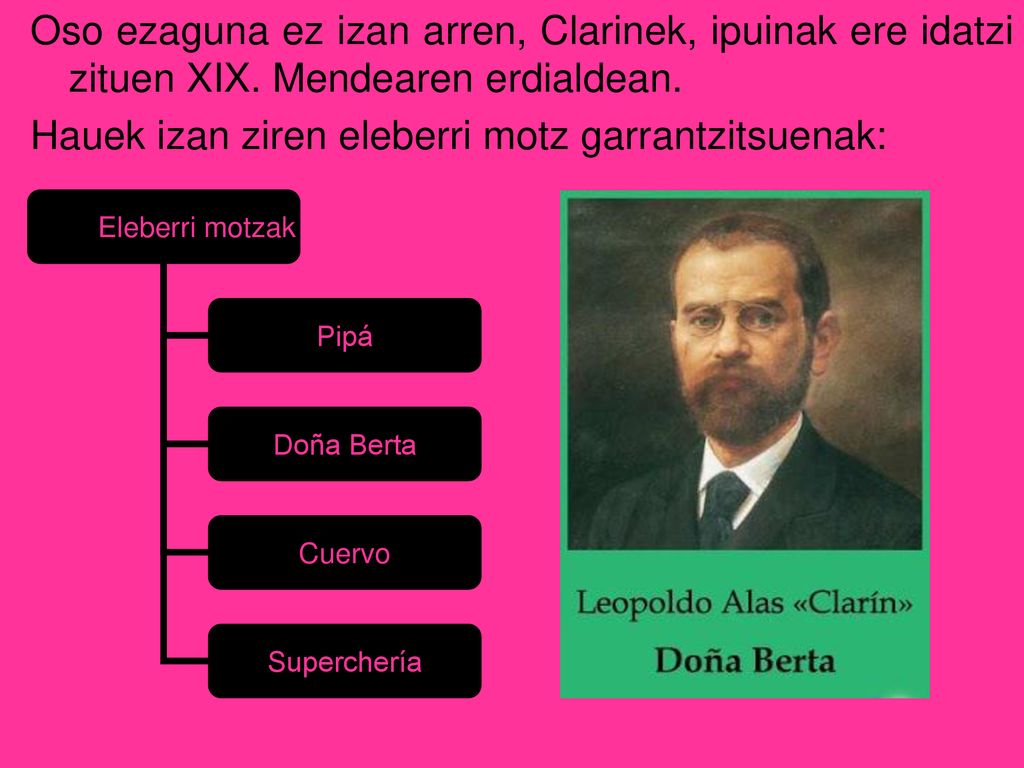 Oso ezaguna ez izan arren, Clarinek, ipuinak ere idatzi zituen XIX