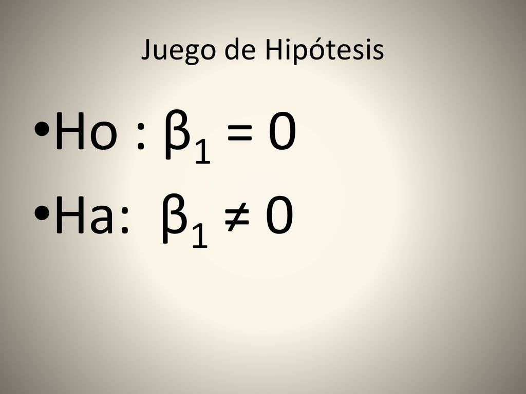 Juego de Hipótesis Ho : β1 = 0 Ha: β1 ≠ 0