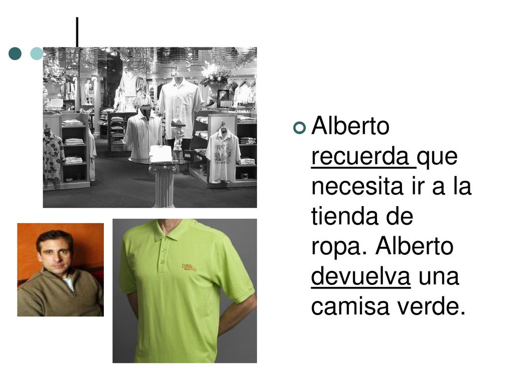 Alberto recuerda que necesita ir a la tienda de ropa
