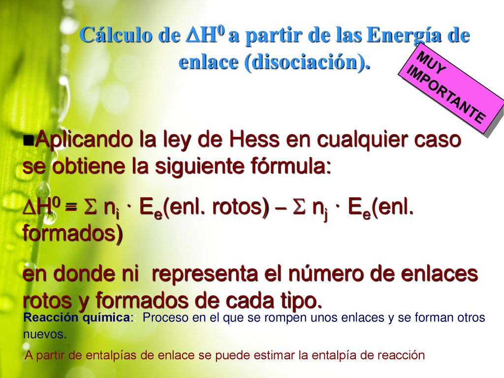 Cálculo de H0 a partir de las Energía de enlace (disociación).