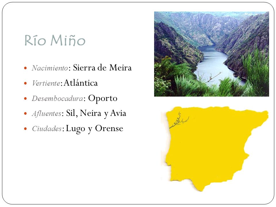 Río Miño Nacimiento: Sierra de Meira Vertiente: Atlántica