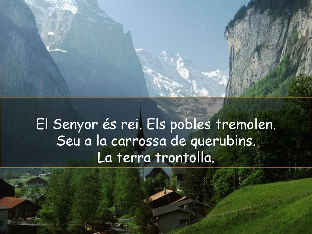 El Senyor és rei. Els pobles tremolen. Seu a la carrossa de querubins.