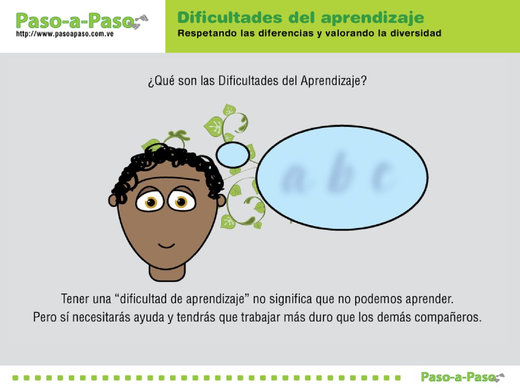 - Tener una dificultad de aprendizaje no significa que no podemos aprender.