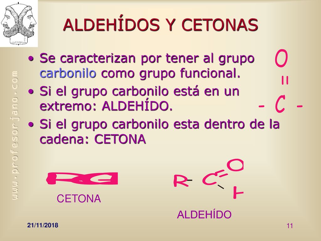 ALDEHÍDOS Y CETONAS Se caracterizan por tener al grupo carbonilo como grupo funcional. Si el grupo carbonilo está en un extremo: ALDEHÍDO.