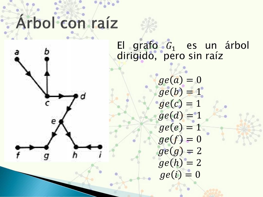 Árbol con raíz El grafo 𝐺 1 es un árbol dirigido, pero sin raíz