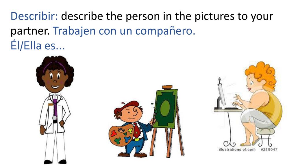 Describir: describe the person in the pictures to your partner