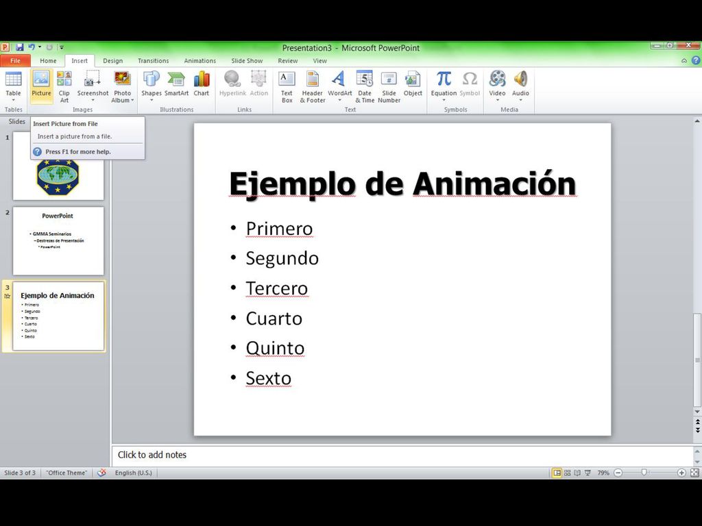 Hacer clic donde dice «Insert» y después en «Picture» para agregar una imagen.