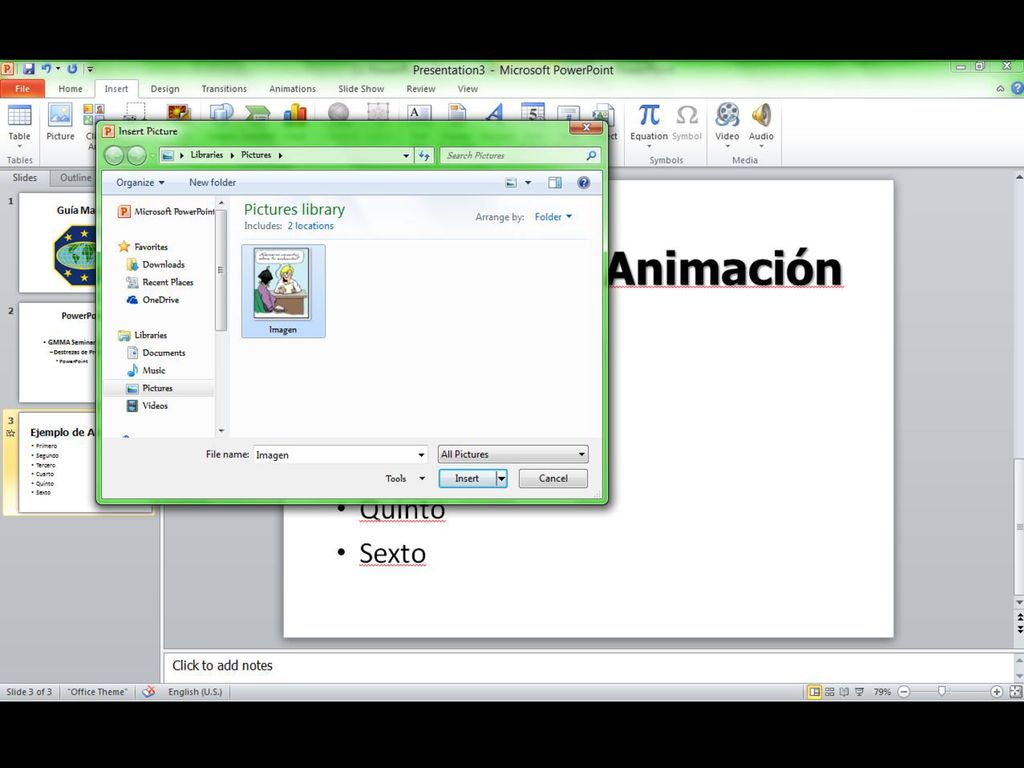 Escoger la imagen que se va a usar y hacer clic en «Insert».
