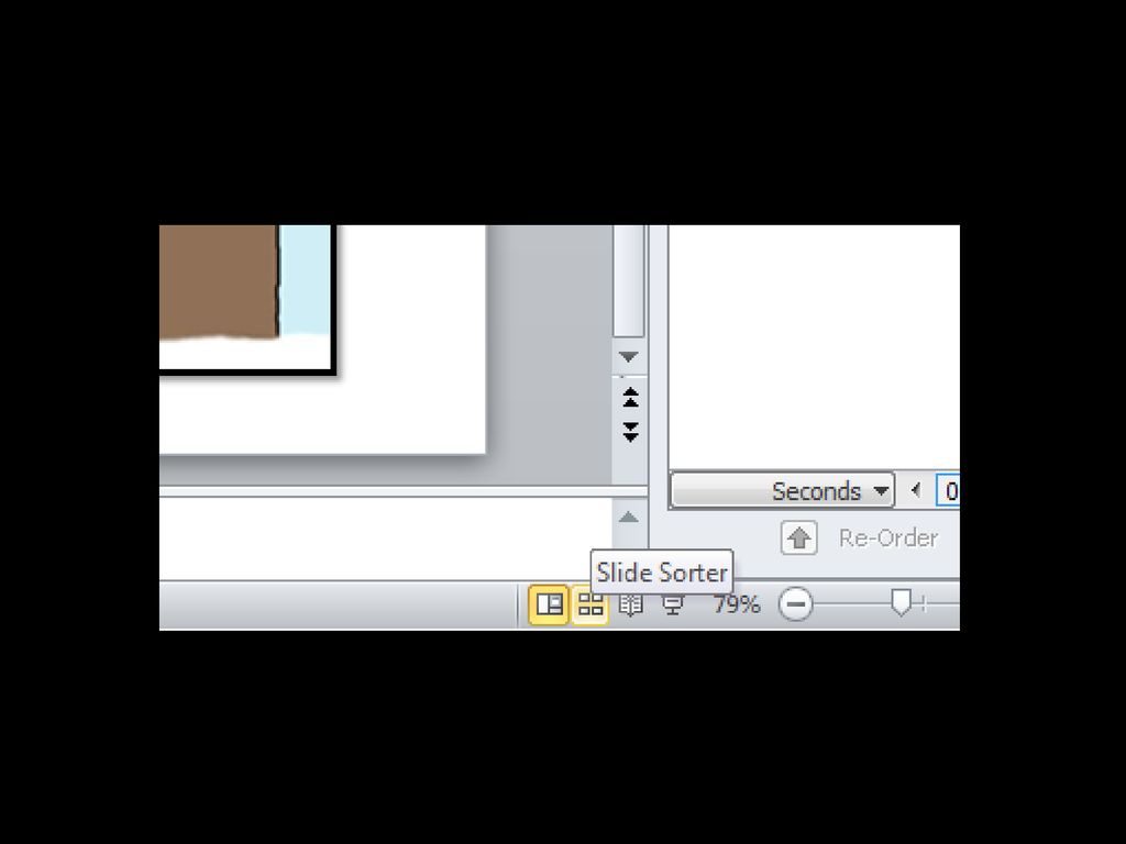 Para ver todas las diapositivas de la presentación, se hace clic en el símbolo para «Slide Sorter».