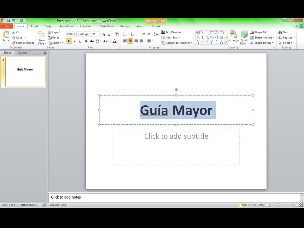 Hacer clic donde dice «Click to add title» y escribir un título en su lugar.