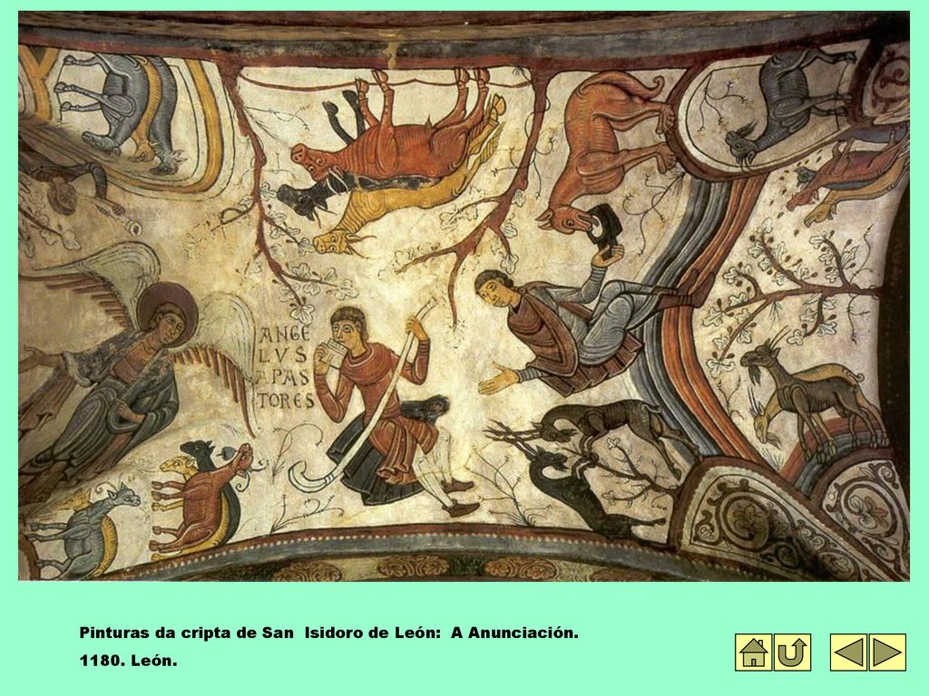 Pinturas da cripta de San Isidoro de León: A Anunciación.
