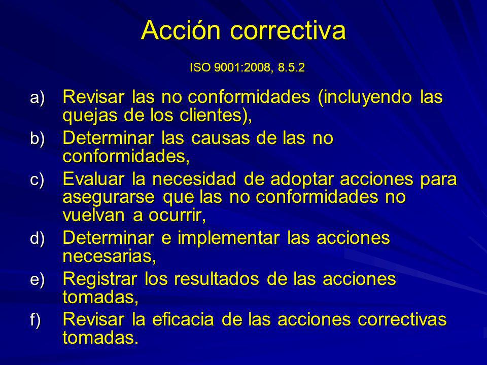 Acción correctiva ISO 9001:2008, 8.5.2