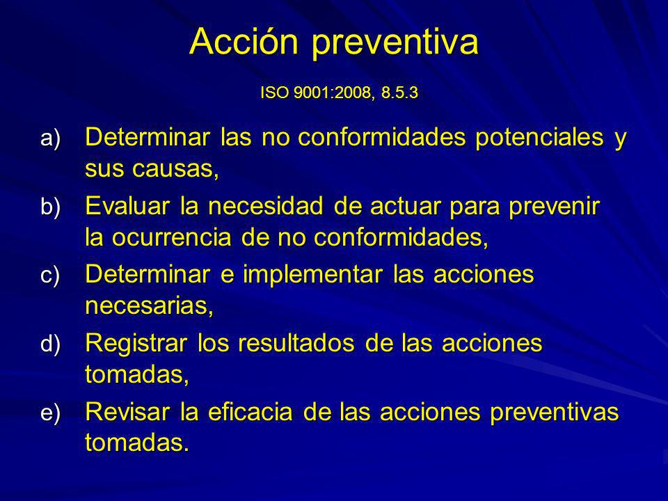 Acción preventiva ISO 9001:2008, 8.5.3