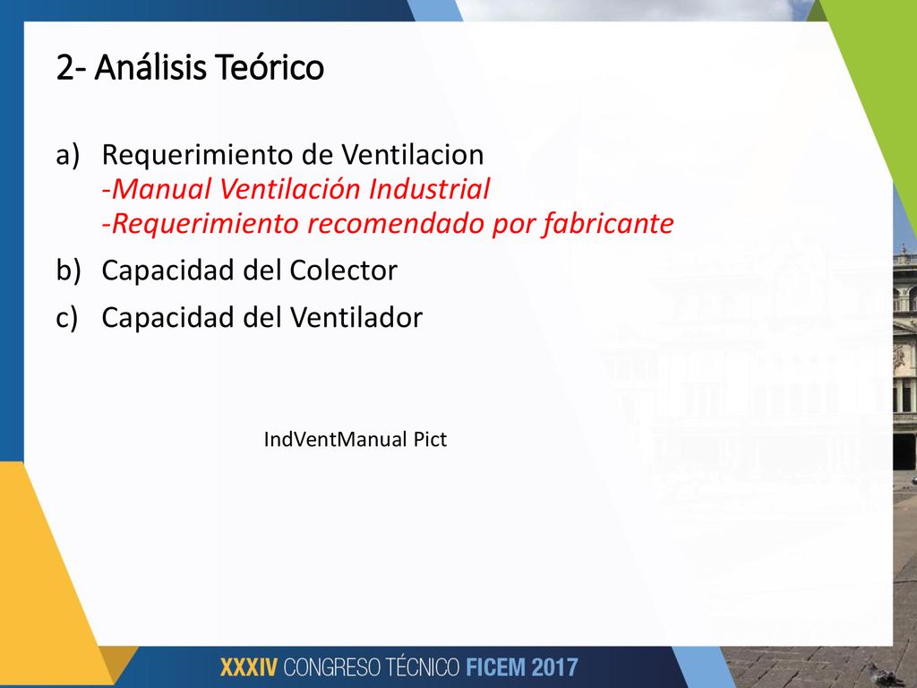 2- Análisis Teórico Requerimiento de Ventilacion -Manual Ventilación Industrial -Requerimiento recomendado por fabricante.