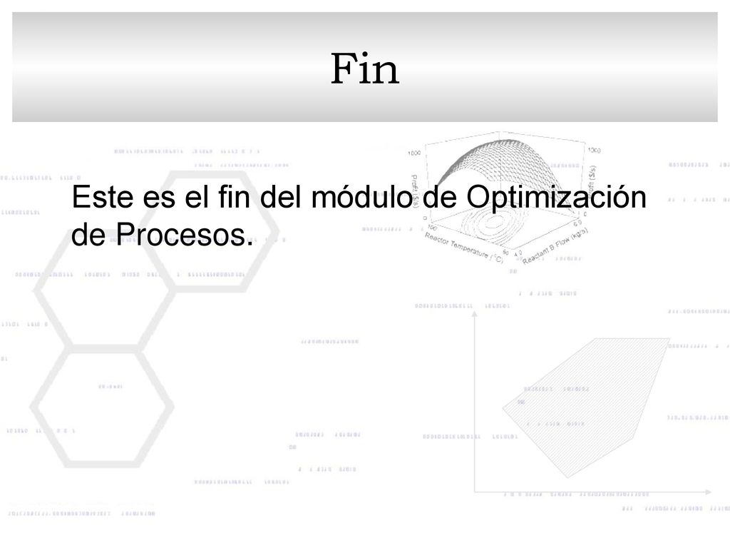 Fin Este es el fin del módulo de Optimización de Procesos.