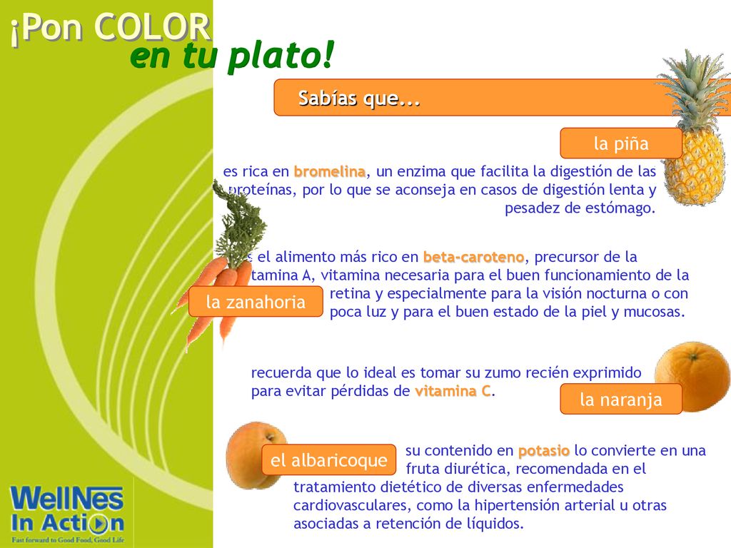 Sabías que... la piña la zanahoria la naranja el albaricoque