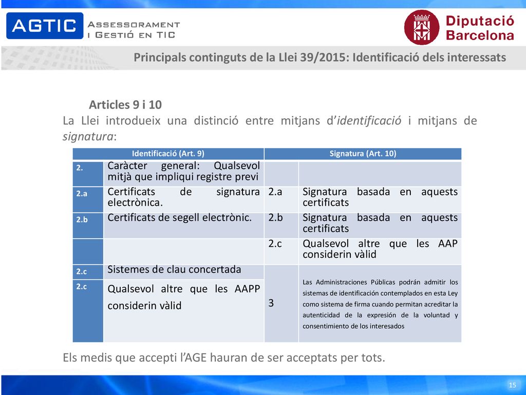 Els medis que accepti l’AGE hauran de ser acceptats per tots.