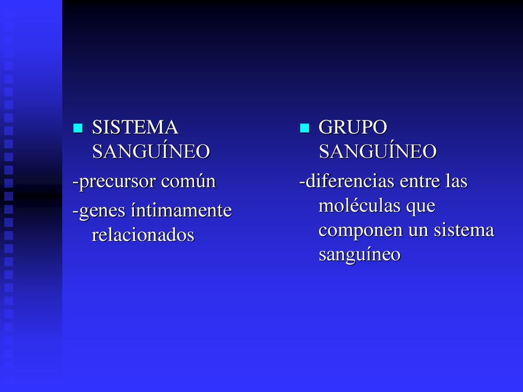 SISTEMA SANGUÍNEO -precursor común. -genes íntimamente relacionados. GRUPO SANGUÍNEO.