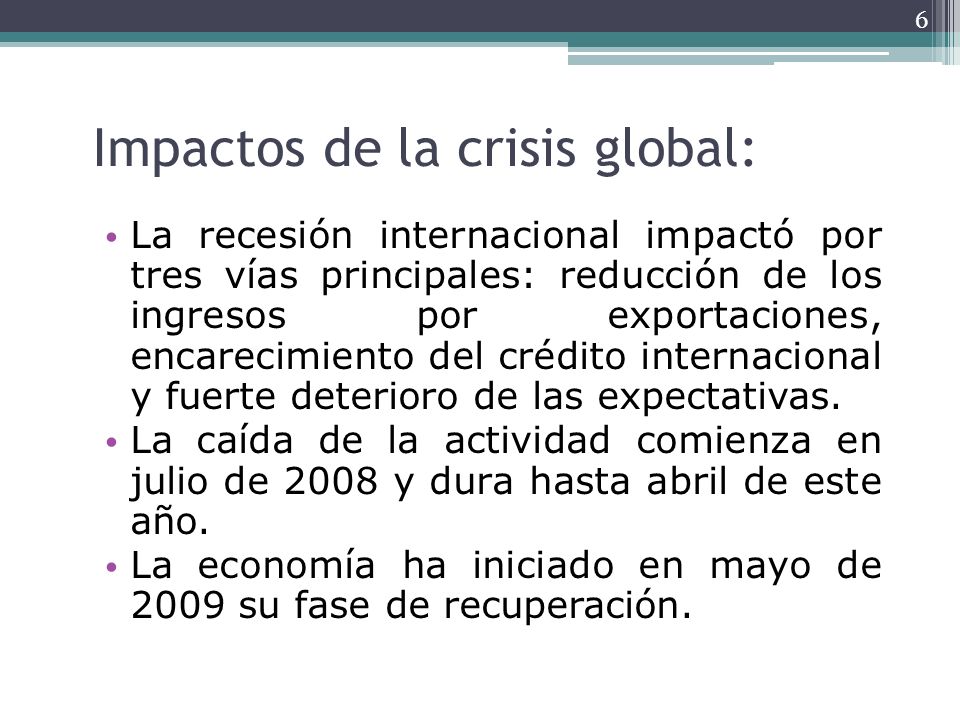 Impactos de la crisis global: