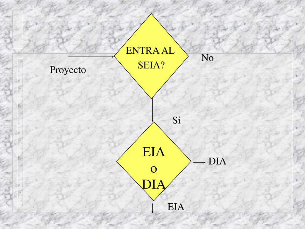 ENTRA AL SEIA No Proyecto Si EIA o DIA DIA EIA