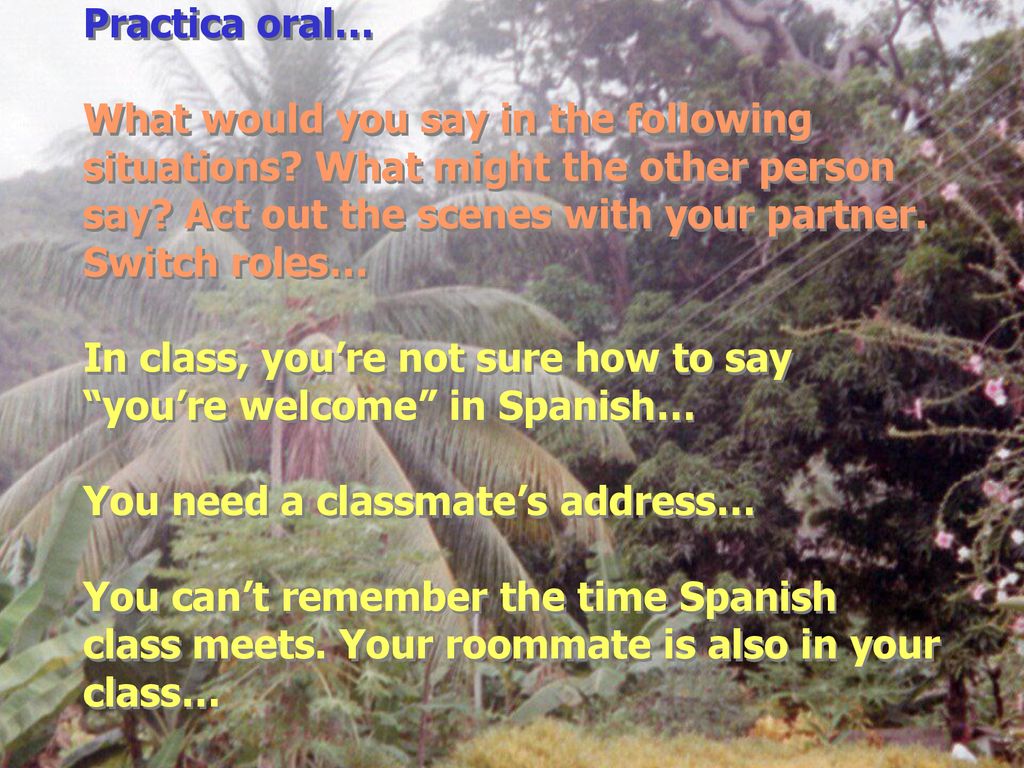 In class, you’re not sure how to say you’re welcome in Spanish…
