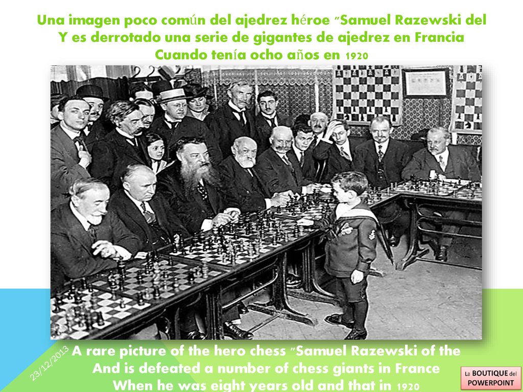 Una imagen poco común del ajedrez héroe Samuel Razewski del