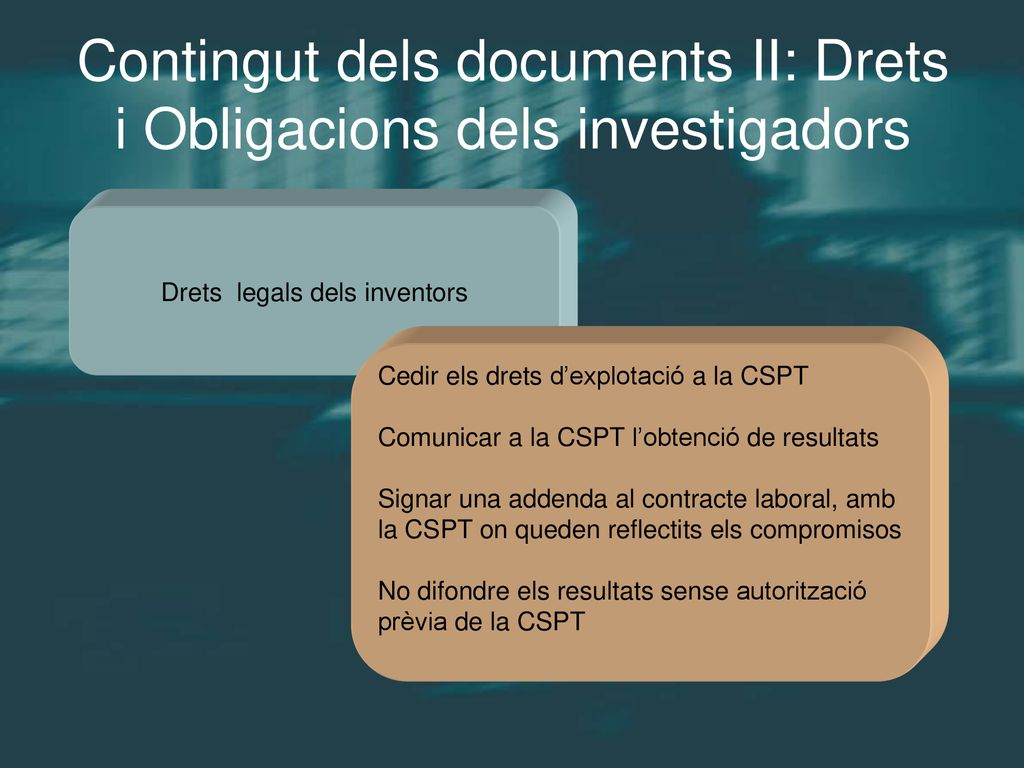 Contingut dels documents II: Drets i Obligacions dels investigadors