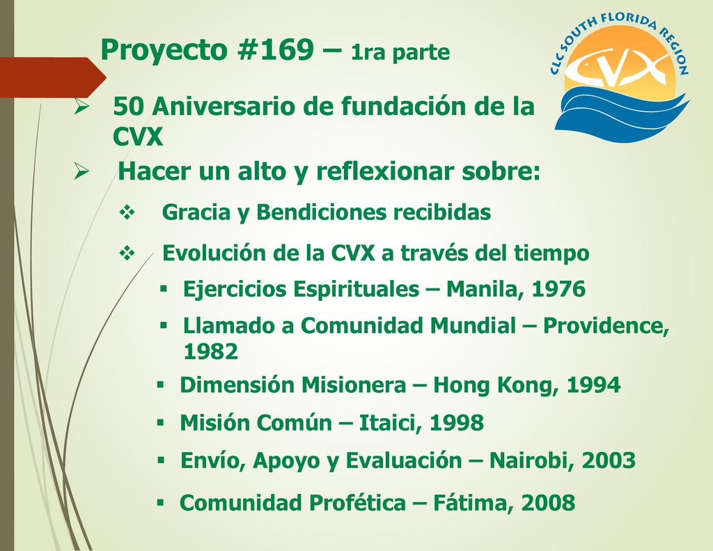 Proyecto #169 – 1ra parte 50 Aniversario de fundación de la CVX