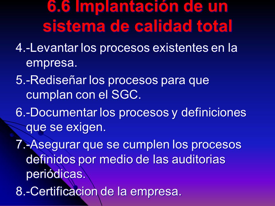 6.6 Implantación de un sistema de calidad total