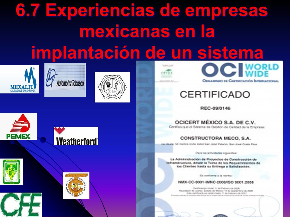 6.7 Experiencias de empresas mexicanas en la implantación de un sistema