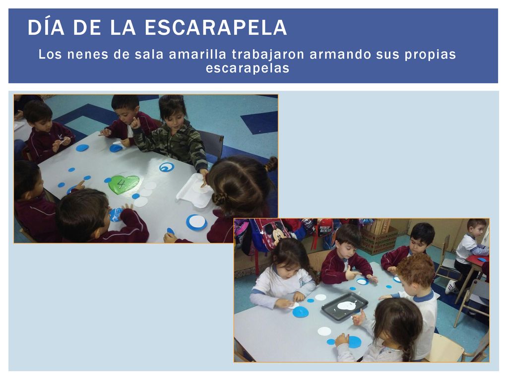 Los nenes de sala amarilla trabajaron armando sus propias escarapelas